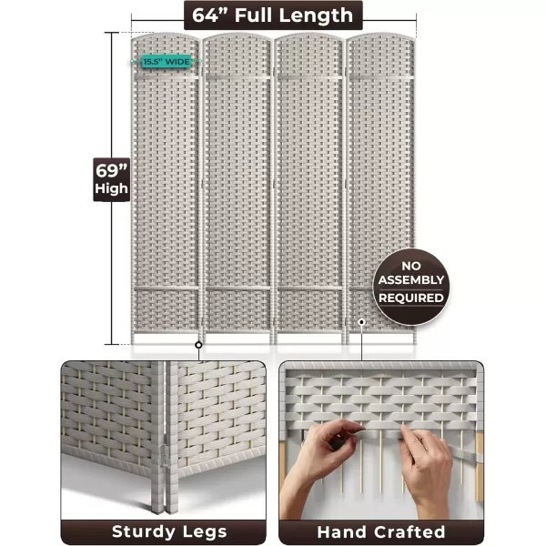 imageSorbus 6 Panel Room Divider 6 ft Tall  Privacy Screen Extra Wide Double Hinged Panels Mesh HandWoven Design Partition Room Dividers and Folding Privacy Screens Wall Divider for Room SeparationBeige