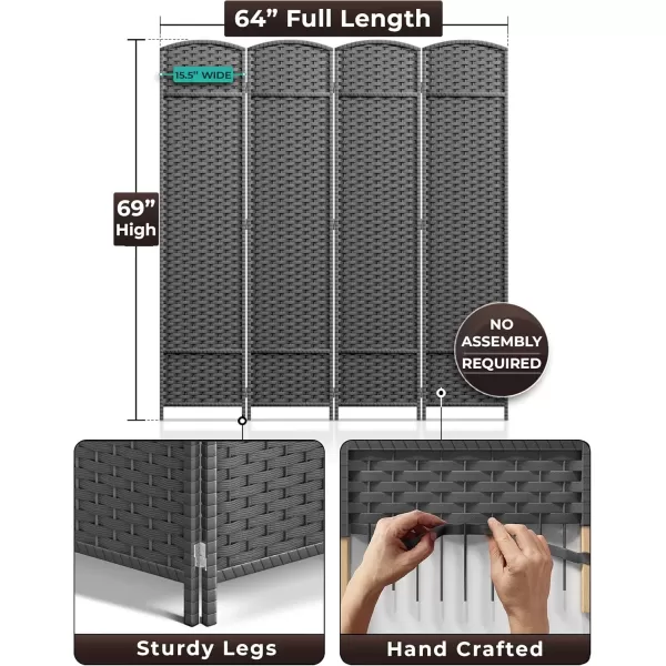 imageSorbus 6 Panel Room Divider 6 ft Tall  Privacy Screen Extra Wide Double Hinged Panels Mesh HandWoven Design Partition Room Dividers and Folding Privacy Screens Wall Divider for Room SeparationGrey