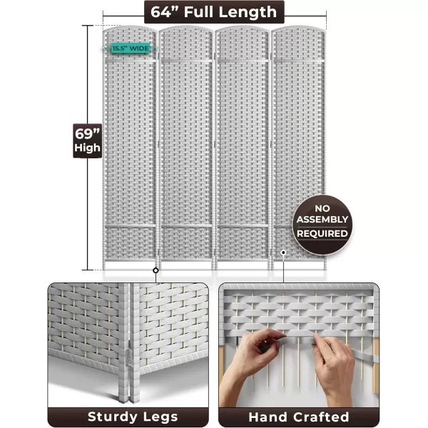 imageSorbus 6 Panel Room Divider 6 ft Tall  Privacy Screen Extra Wide Double Hinged Panels Mesh HandWoven Design Partition Room Dividers and Folding Privacy Screens Wall Divider for Room SeparationWhite