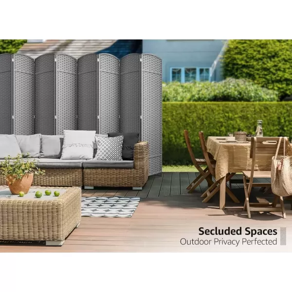 imageSorbus 6 Panel Room Divider 6 ft Tall  Privacy Screen Extra Wide Double Hinged Panels Mesh HandWoven Design Partition Room Dividers and Folding Privacy Screens Wall Divider for Room SeparationLight Gray
