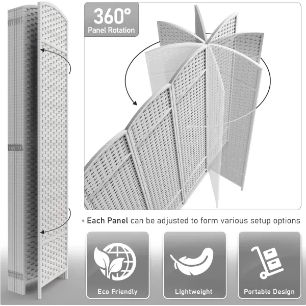 imageSorbus 6 Panel Room Divider 6 ft Tall  Privacy Screen Extra Wide Double Hinged Panels Mesh HandWoven Design Partition Room Dividers and Folding Privacy Screens Wall Divider for Room SeparationWhite