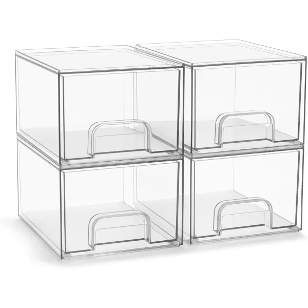 imageSorbus Acrylic Storage Containers  44 Tall Stackable Storage Bins Set for Bathroom Storage and Organization  Clear Acrylic Storage Drawer Organizers  Makeup Organizer Case with PullOut Drawers