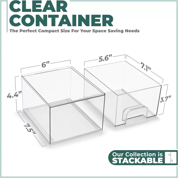 imageSorbus Acrylic Storage Containers  44 Tall Stackable Storage Bins Set for Bathroom Storage and Organization  Clear Acrylic Storage Drawer Organizers  Makeup Organizer Case with PullOut Drawers