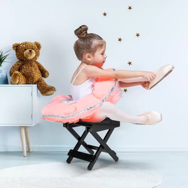 imageSorbus Bamboo Folding Step Stool Bench Brown  for Shaving Shower Foot Rest Bath Chair  Great for Bathroom Spa Sauna Wooden Seat Fully Assembled  1175quot D x 1225quot W x 1375quot HBlack