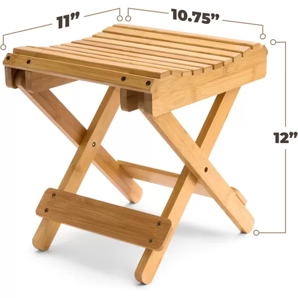 imageSorbus Bamboo Folding Step Stool Bench Brown  for Shaving Shower Foot Rest Bath Chair  Great for Bathroom Spa Sauna Wooden Seat Fully Assembled  1175quot D x 1225quot W x 1375quot HNatural
