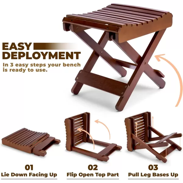 imageSorbus Bamboo Folding Step Stool Bench Brown  for Shaving Shower Foot Rest Bath Chair  Great for Bathroom Spa Sauna Wooden Seat Fully Assembled  1175quot D x 1225quot W x 1375quot HBrown