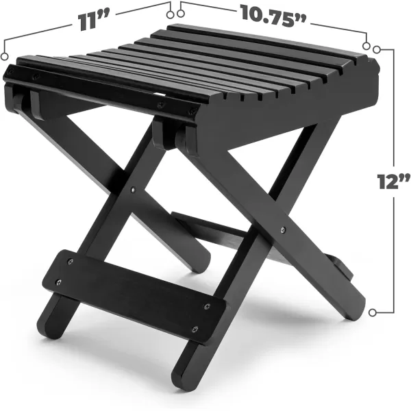 imageSorbus Bamboo Folding Step Stool Bench Brown  for Shaving Shower Foot Rest Bath Chair  Great for Bathroom Spa Sauna Wooden Seat Fully Assembled  1175quot D x 1225quot W x 1375quot HBlack