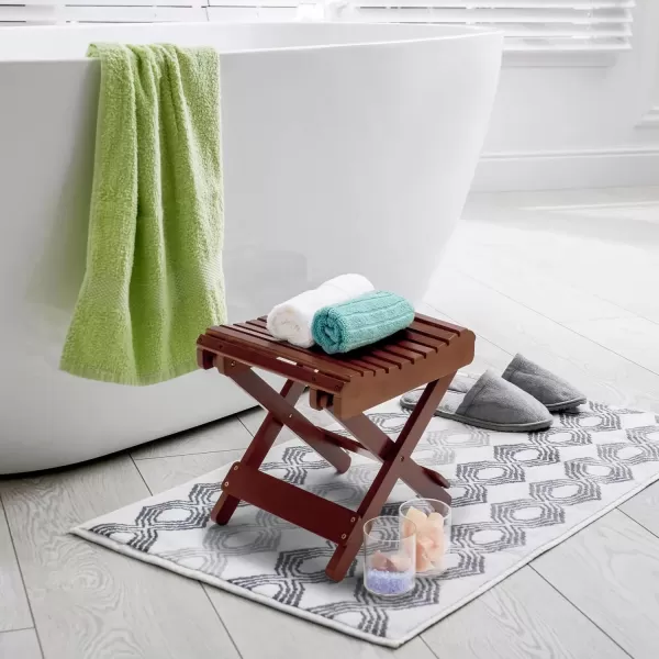 imageSorbus Bamboo Folding Step Stool Bench Brown  for Shaving Shower Foot Rest Bath Chair  Great for Bathroom Spa Sauna Wooden Seat Fully Assembled  1175quot D x 1225quot W x 1375quot HBrown