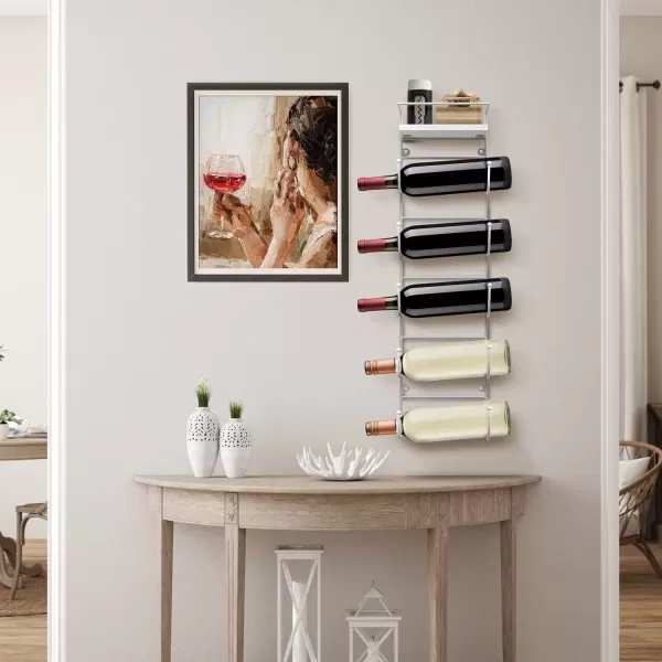 imageSorbus Bathroom Towel Holder  5 Tier Metal Towel Rack with Wood Shelf for Rolled Bath Towels Washcloths Linens Hand Towels Soaps ampamp Accessories  Wall Mounted Towel Rack for Bathroom Towel StorageWhite