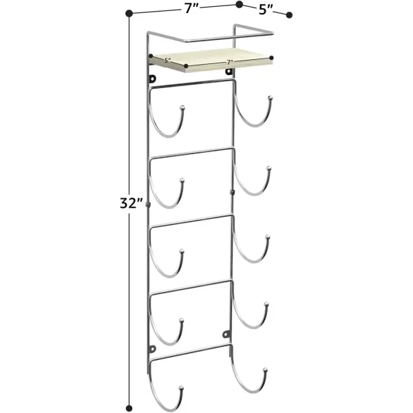 imageSorbus Bathroom Towel Holder  5 Tier Metal Towel Rack with Wood Shelf for Rolled Bath Towels Washcloths Linens Hand Towels Soaps ampamp Accessories  Wall Mounted Towel Rack for Bathroom Towel StorageSilver