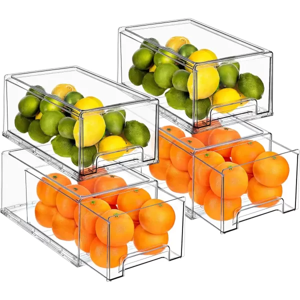 imageSorbus Clear Stackable Fridge Drawer Bins  Pull Out Refrigerator Organizer Containers for Kitchen Storage 2 Pack  MediumLarge