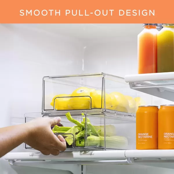 imageSorbus Clear Stackable Fridge Drawer Bins  Pull Out Refrigerator Organizer Containers for Kitchen Storage 2 Pack  MediumMedium