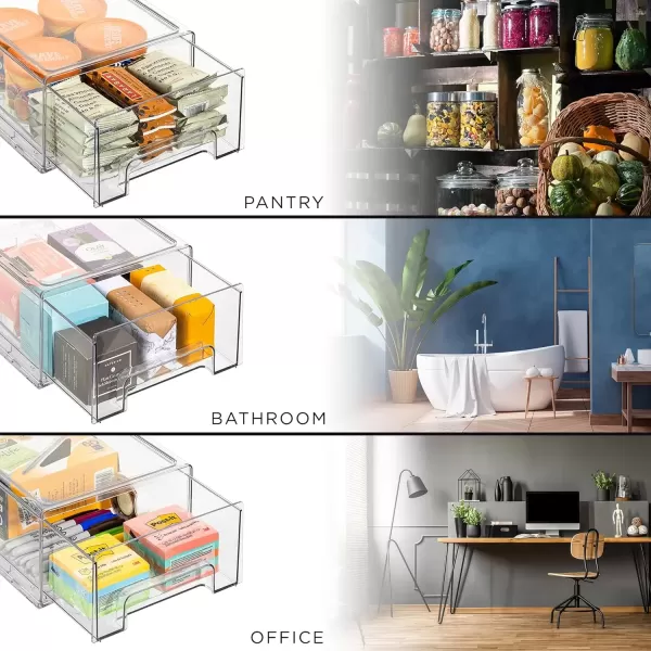imageSorbus Clear Stackable Fridge Drawer Bins  Pull Out Refrigerator Organizer Containers for Kitchen Storage 2 Pack  MediumMedium