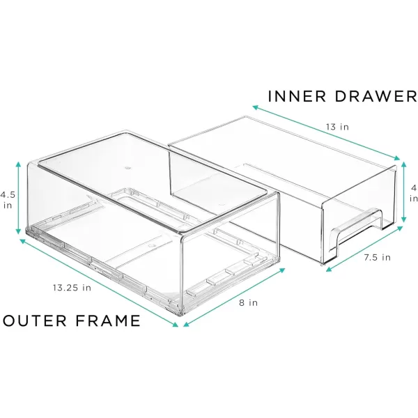 imageSorbus Clear Stackable Fridge Drawer Bins  Pull Out Refrigerator Organizer Containers for Kitchen Storage 2 Pack  MediumMedium