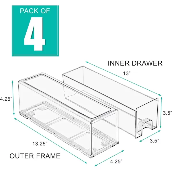 imageSorbus Clear Stackable Fridge Drawer Bins  Pull Out Refrigerator Organizer Containers for Kitchen Storage 2 Pack  MediumSmall
