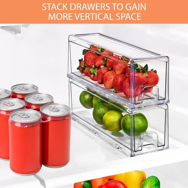 imageSorbus Clear Stackable Fridge Drawer Bins  Pull Out Refrigerator Organizer Containers for Kitchen Storage 2 Pack  MediumSmall