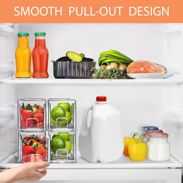 imageSorbus Clear Stackable Fridge Drawer Bins  Pull Out Refrigerator Organizer Containers for Kitchen Storage 2 Pack  MediumSmall