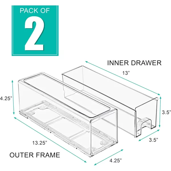 imageSorbus Clear Stackable Fridge Drawer Bins  Pull Out Refrigerator Organizer Containers for Kitchen Storage 2 Pack  MediumSmall