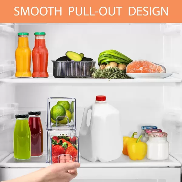 imageSorbus Clear Stackable Fridge Drawer Bins  Pull Out Refrigerator Organizer Containers for Kitchen Storage 2 Pack  MediumSmall
