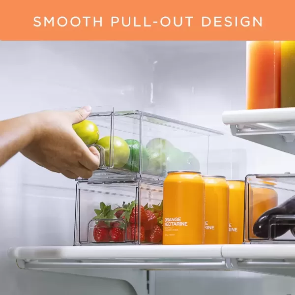 imageSorbus Clear Stackable Fridge Drawer Bins  Pull Out Refrigerator Organizer Containers for Kitchen Storage 2 Pack  MediumSmall Wide