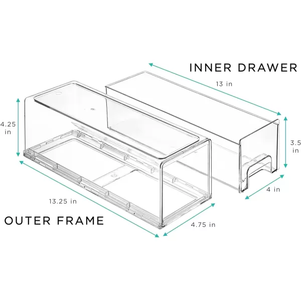 imageSorbus Clear Stackable Fridge Drawer Bins  Pull Out Refrigerator Organizer Containers for Kitchen Storage 2 Pack  MediumSmall Wide