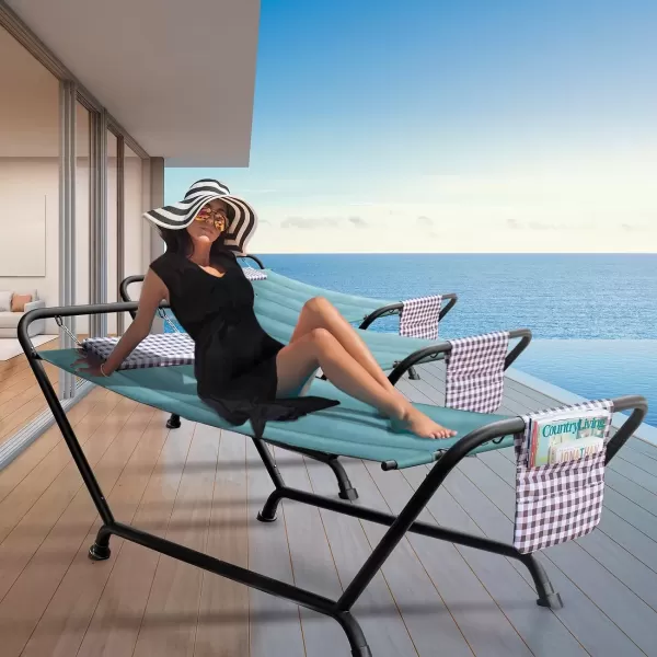 imageSorbus Cozy Hammock Bed Patio Hammock with Stand wPillow and Storage Pockets Heavy Duty 500lbs Support Durable Outdoor Hammock For Patio Garden Backyard Poolside Weather Resistant Outdoor BedGreen