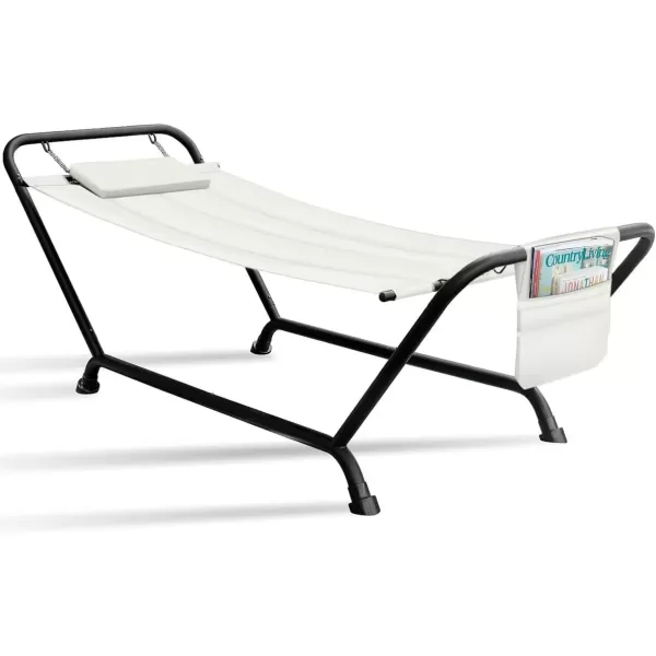 imageSorbus Cozy Hammock Bed Patio Hammock with Stand wPillow and Storage Pockets Heavy Duty 500lbs Support Durable Outdoor Hammock For Patio Garden Backyard Poolside Weather Resistant Outdoor BedBeige