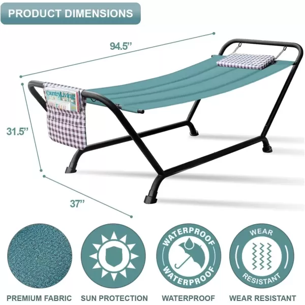 imageSorbus Cozy Hammock Bed Patio Hammock with Stand wPillow and Storage Pockets Heavy Duty 500lbs Support Durable Outdoor Hammock For Patio Garden Backyard Poolside Weather Resistant Outdoor BedGreen