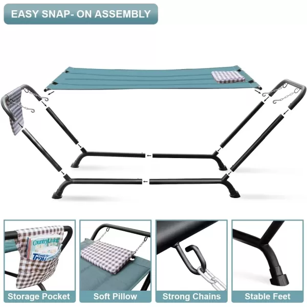 imageSorbus Cozy Hammock Bed Patio Hammock with Stand wPillow and Storage Pockets Heavy Duty 500lbs Support Durable Outdoor Hammock For Patio Garden Backyard Poolside Weather Resistant Outdoor BedGreen