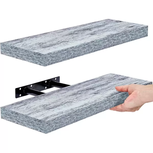 imageSorbus Floating Shelves  2 Pack 24 X 9 Inch Rustic Blue Wall Shelves for Bedroom Kitchen Living Room Bathroom Shelves Home Decor  Extra Long Floating Shelf for Trophy Books Frames Toilet PaperBlue