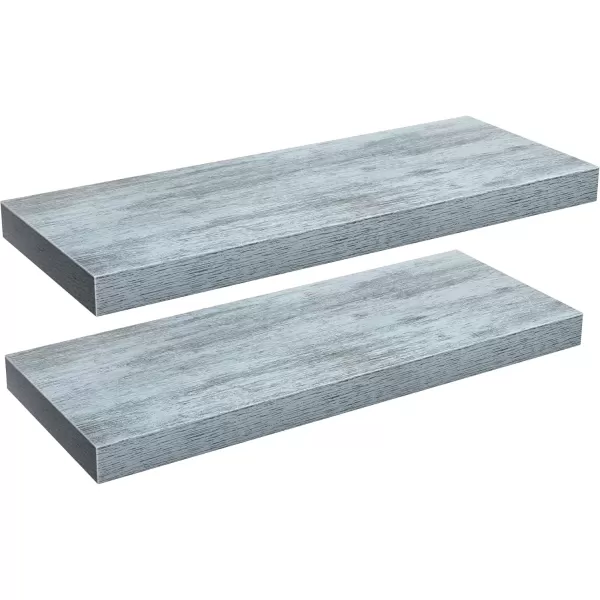 imageSorbus Floating Shelves  2 Pack 24 X 9 Inch Rustic Blue Wall Shelves for Bedroom Kitchen Living Room Bathroom Shelves Home Decor  Extra Long Floating Shelf for Trophy Books Frames Toilet PaperBlue
