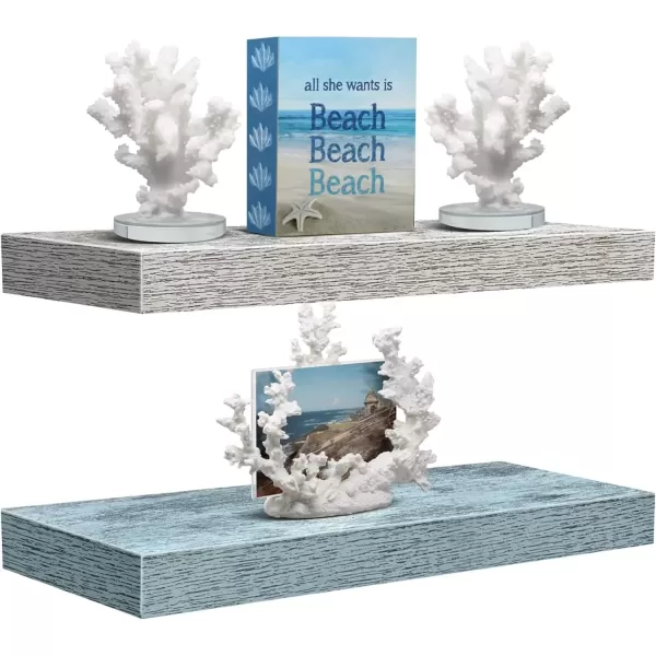 imageSorbus Floating Shelves  2 Pack 24 X 9 Inch Rustic Blue Wall Shelves for Bedroom Kitchen Living Room Bathroom Shelves Home Decor  Extra Long Floating Shelf for Trophy Books Frames Toilet PaperBlueRustic