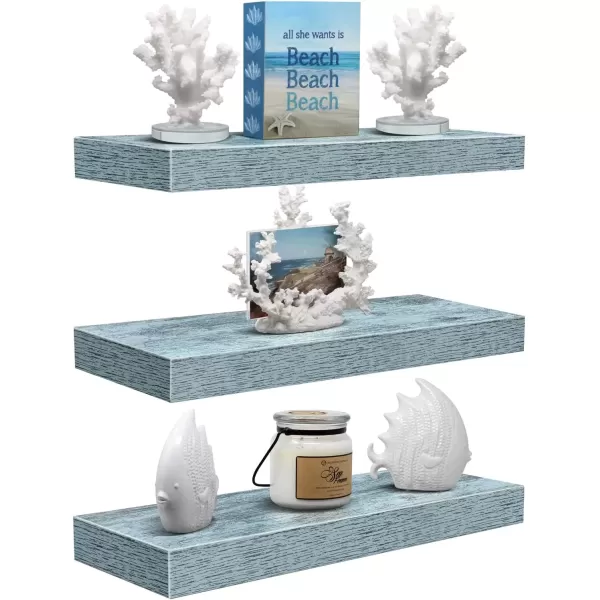 imageSorbus Floating Shelves  2 Pack 24 X 9 Inch Rustic Blue Wall Shelves for Bedroom Kitchen Living Room Bathroom Shelves Home Decor  Extra Long Floating Shelf for Trophy Books Frames Toilet PaperBlue