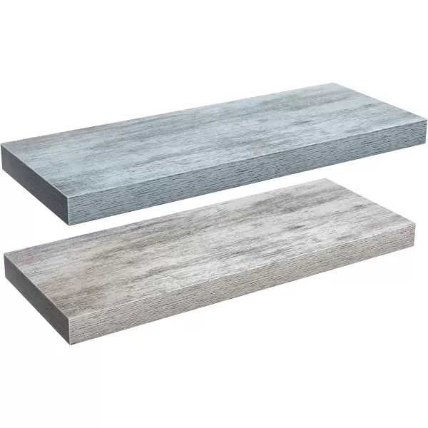 imageSorbus Floating Shelves  2 Pack 24 X 9 Inch Rustic Blue Wall Shelves for Bedroom Kitchen Living Room Bathroom Shelves Home Decor  Extra Long Floating Shelf for Trophy Books Frames Toilet PaperBlueRustic