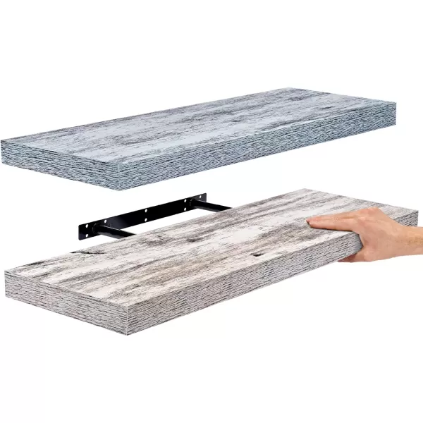 imageSorbus Floating Shelves  2 Pack 24 X 9 Inch Rustic Blue Wall Shelves for Bedroom Kitchen Living Room Bathroom Shelves Home Decor  Extra Long Floating Shelf for Trophy Books Frames Toilet PaperBlueRustic
