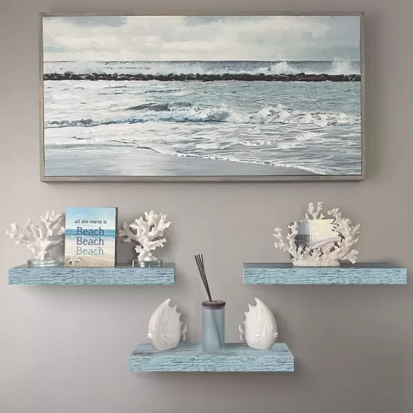 imageSorbus Floating Shelves  2 Pack 24 X 9 Inch Rustic Blue Wall Shelves for Bedroom Kitchen Living Room Bathroom Shelves Home Decor  Extra Long Floating Shelf for Trophy Books Frames Toilet PaperBlue