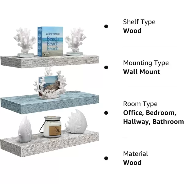 imageSorbus Floating Shelves  2 Pack 24 X 9 Inch Rustic Blue Wall Shelves for Bedroom Kitchen Living Room Bathroom Shelves Home Decor  Extra Long Floating Shelf for Trophy Books Frames Toilet PaperBlueRustic