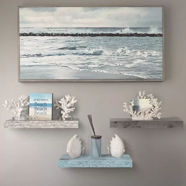 imageSorbus Floating Shelves  2 Pack 24 X 9 Inch Rustic Blue Wall Shelves for Bedroom Kitchen Living Room Bathroom Shelves Home Decor  Extra Long Floating Shelf for Trophy Books Frames Toilet PaperGreyBlueRustic