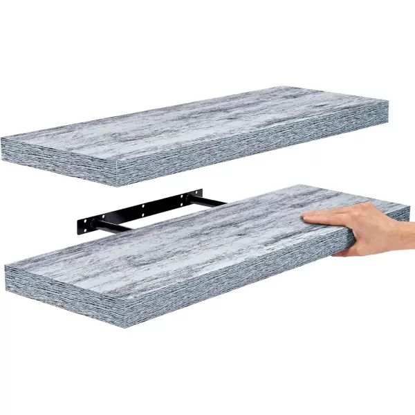 imageSorbus Floating Shelves  2 Pack 24 X 9 Inch Rustic Blue Wall Shelves for Bedroom Kitchen Living Room Bathroom Shelves Home Decor  Extra Long Floating Shelf for Trophy Books Frames Toilet PaperBlue