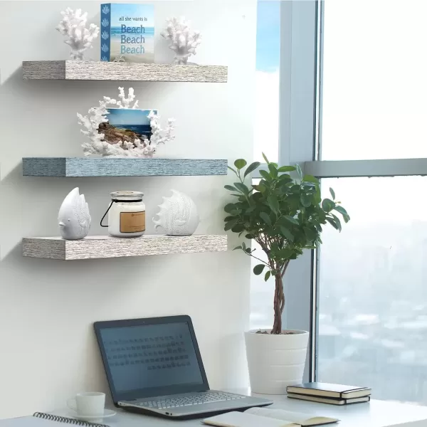 imageSorbus Floating Shelves  2 Pack 24 X 9 Inch Rustic Blue Wall Shelves for Bedroom Kitchen Living Room Bathroom Shelves Home Decor  Extra Long Floating Shelf for Trophy Books Frames Toilet PaperBlueRustic