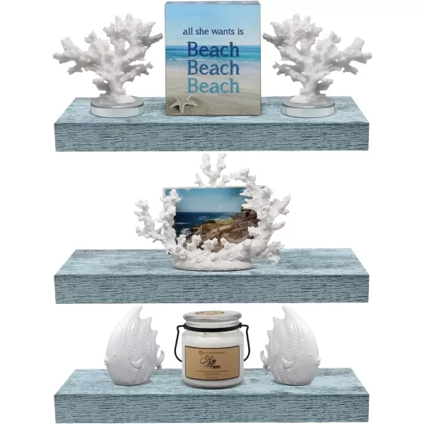 imageSorbus Floating Shelves  2 Pack 24 X 9 Inch Rustic Blue Wall Shelves for Bedroom Kitchen Living Room Bathroom Shelves Home Decor  Extra Long Floating Shelf for Trophy Books Frames Toilet PaperBlue