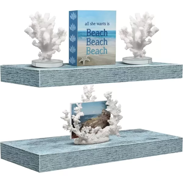 imageSorbus Floating Shelves  2 Pack 24 X 9 Inch Rustic Blue Wall Shelves for Bedroom Kitchen Living Room Bathroom Shelves Home Decor  Extra Long Floating Shelf for Trophy Books Frames Toilet PaperBlue