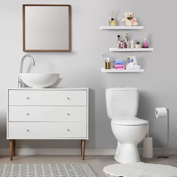 imageSorbus Floating Shelves Wall Shelves for Bedroom Kitchen Living Room Bathroom Shelves Over The Toilet Home Decor Farmhouse Style 24 x 9 Inch Wall Mounted Floating Shelves for Wall 4 PackWhite