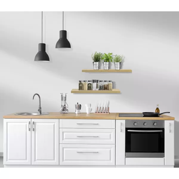 imageSorbus Floating Shelves Wall Shelves for Bedroom Kitchen Living Room Bathroom Shelves Over The Toilet Home Decor Farmhouse Style 24 x 9 Inch Wall Mounted Floating Shelves for Wall 4 PackMaple Wood