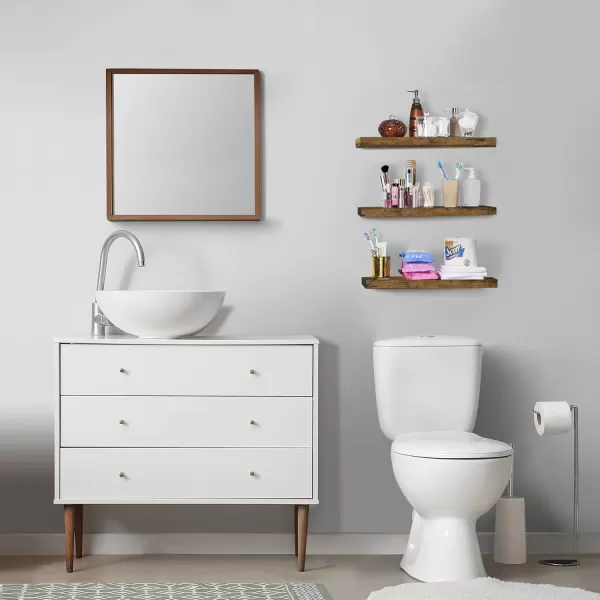 imageSorbus Floating Shelves Wall Shelves for Bedroom Kitchen Living Room Bathroom Shelves Over The Toilet Home Decor Farmhouse Style 24 x 9 Inch Wall Mounted Floating Shelves for Wall 4 PackWalnut