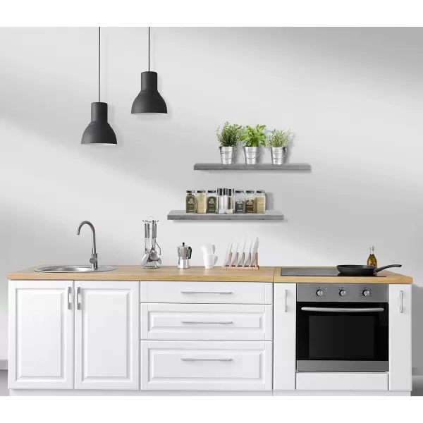 imageSorbus Floating Shelves Wall Shelves for Bedroom Kitchen Living Room Bathroom Shelves Over The Toilet Home Decor Farmhouse Style 24 x 9 Inch Wall Mounted Floating Shelves for Wall 4 PackGrey