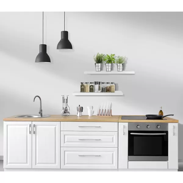 imageSorbus Floating Shelves Wall Shelves for Bedroom Kitchen Living Room Bathroom Shelves Over The Toilet Home Decor Farmhouse Style 24 x 9 Inch Wall Mounted Floating Shelves for Wall 4 PackWhite