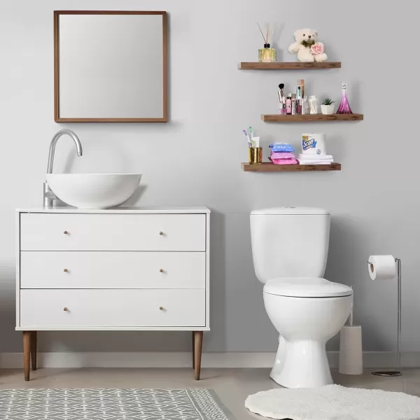 imageSorbus Floating Shelves Wall Shelves for Bedroom Kitchen Living Room Bathroom Shelves Over The Toilet Home Decor Farmhouse Style 24 x 9 Inch Wall Mounted Floating Shelves for Wall 4 PackMahogany