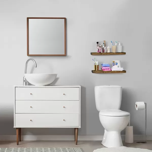 imageSorbus Floating Shelves Wall Shelves for Bedroom Kitchen Living Room Bathroom Shelves Over The Toilet Home Decor Farmhouse Style 24 x 9 Inch Wall Mounted Floating Shelves for Wall 4 PackWalnut