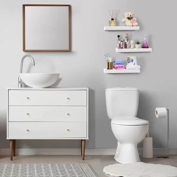 imageSorbus Floating Shelves for Wall Bathroom Shelves Wall Mounted for Kitchen Bedroom Bathroom Storage Over Toilet Hanging Book Shelf for Wall Home Decor Living Room Grey 3 PackWhite